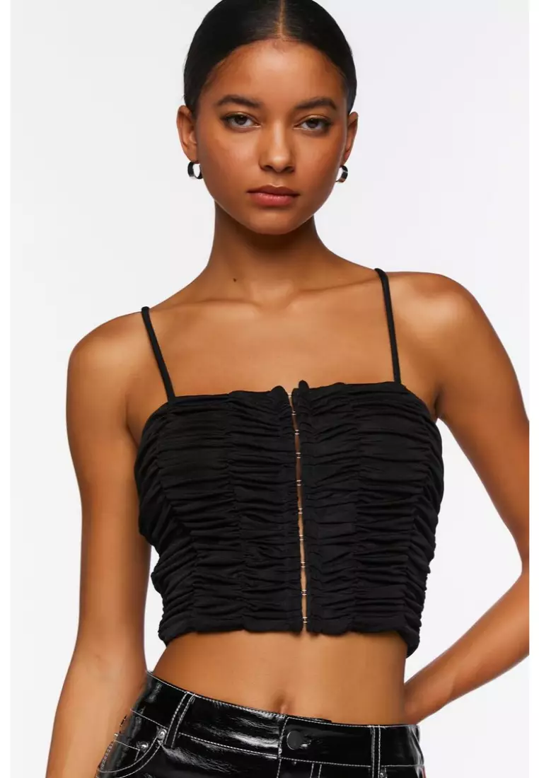 Ruched Bustier Cami With Hook and Eye Front