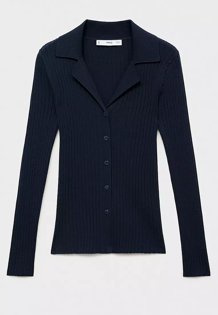 Ribbed Lapel Cardigan