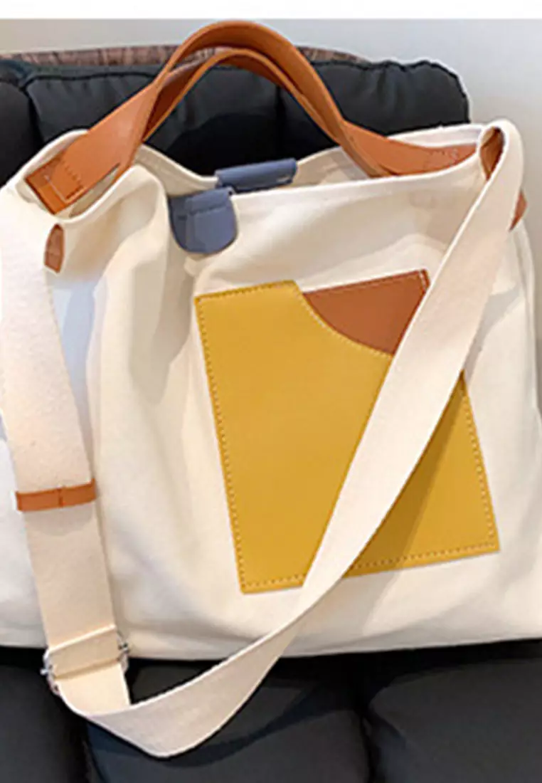 Versatile Casual Patchwork Canvas Diagonal Bag CA22021624W