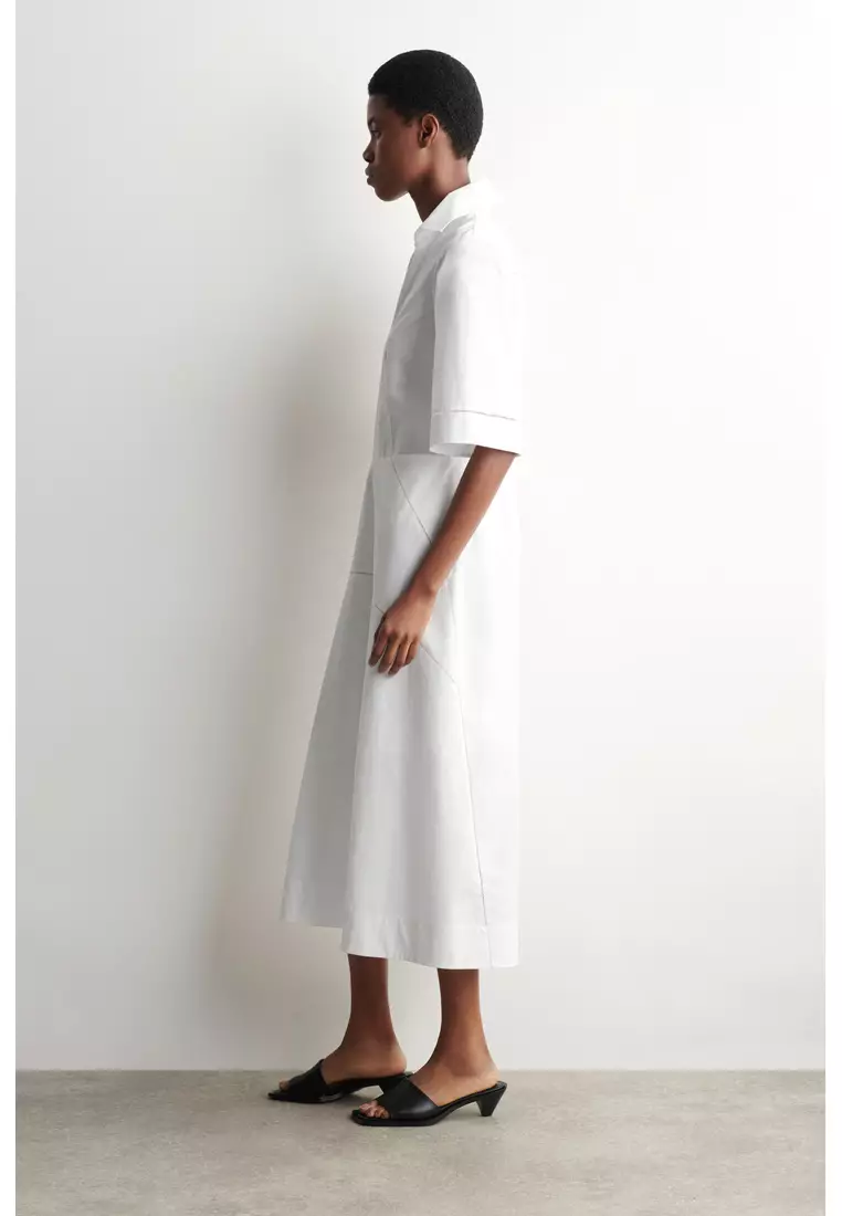 EMBROIDERED PIMA COTTON MIDI DRESS