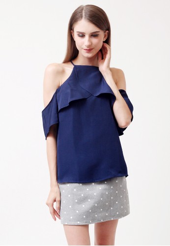 Ownfitters Cut Out Shoulder Tops - Navy