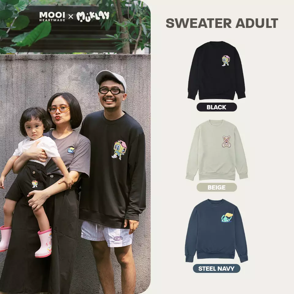 Mooi X Muklay Sweater Dewasa Unisex Sweater Basic Adult - Black