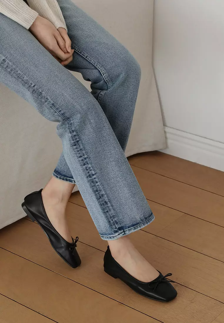 Ellisy Ribbon Flats (1cm) - Black