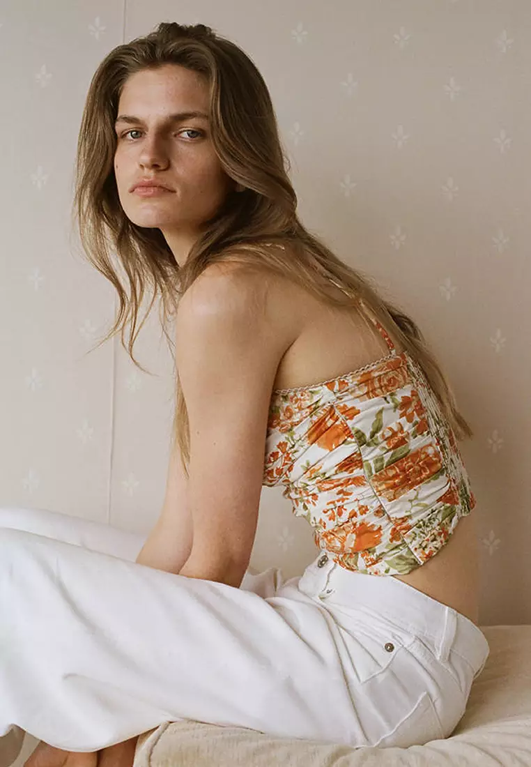 Draped Floral Top