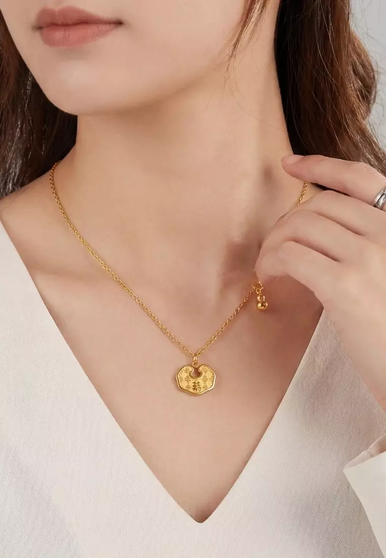 Peace Lock Pendant Necklace in Gold
