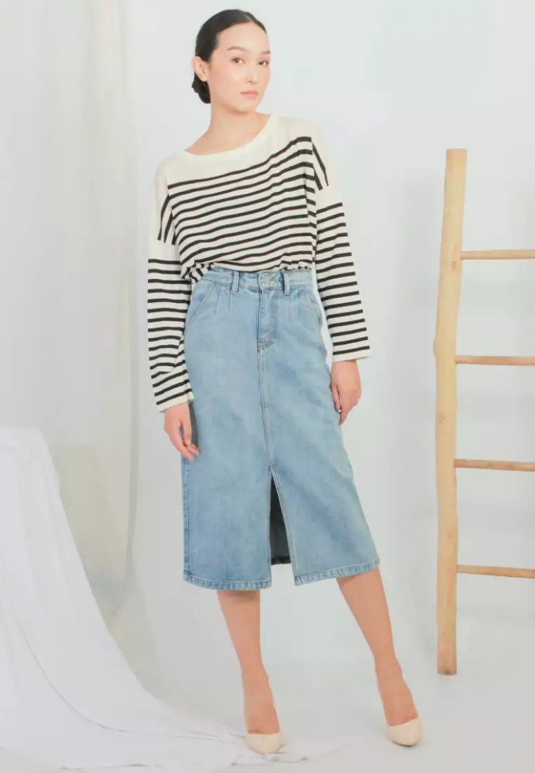 Dasha Midi Skirt Jeans in Light Blue