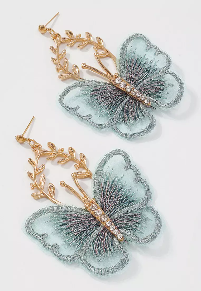 Temperament Retro Style Embroidered Butterfly Earrings CA22021606BL