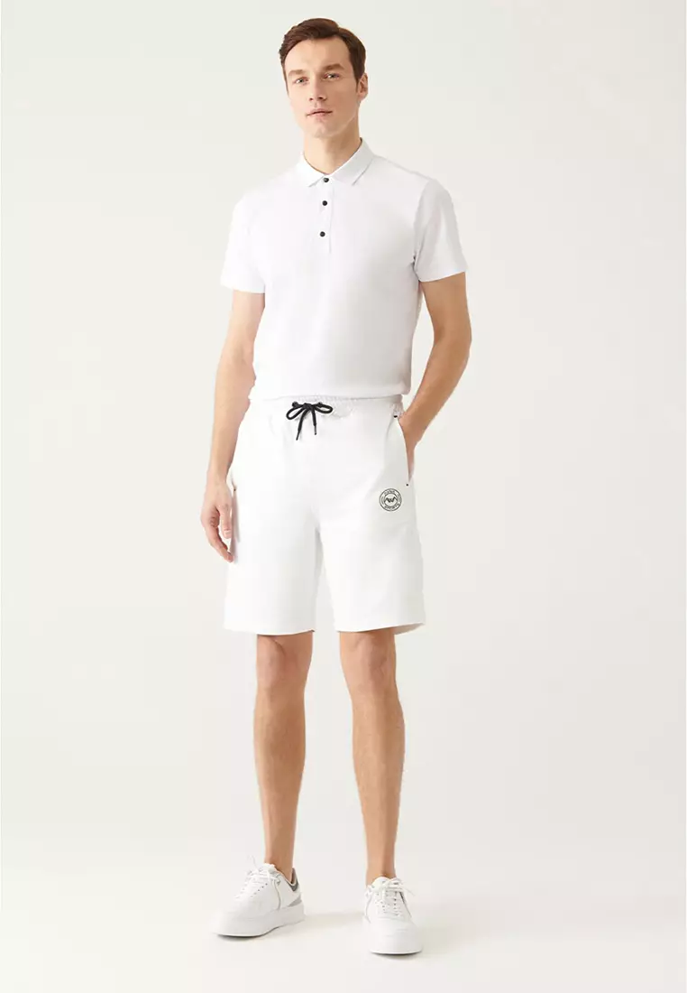 Men's White Side Pocket Printed Shorts A31Y3630