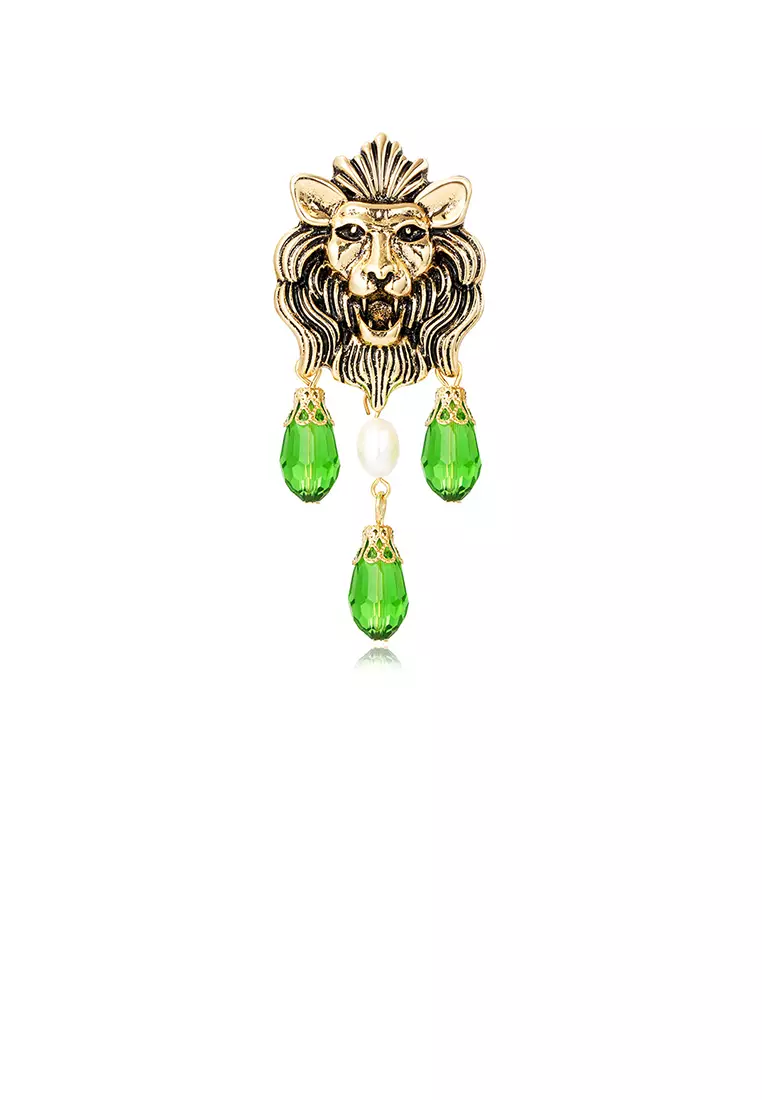 Buy Glamorousky Vintage Personality Plated Gold Lion Tassel Brooch