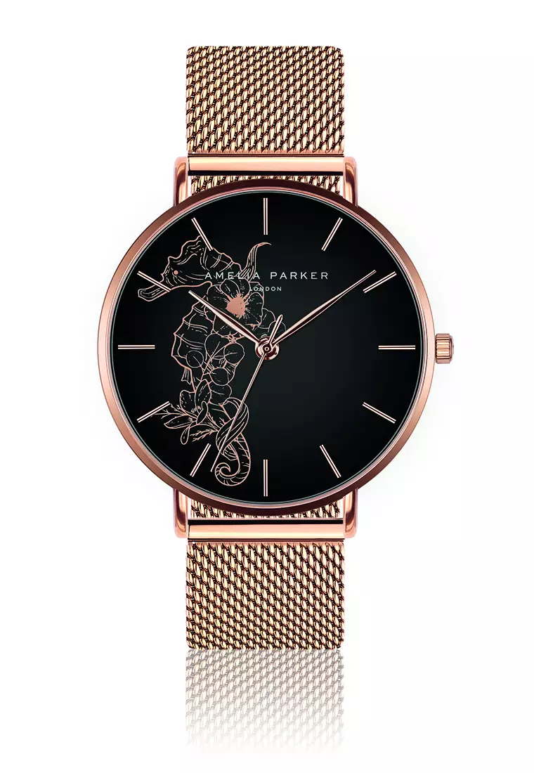 Fossil rose outlet gold mesh watch