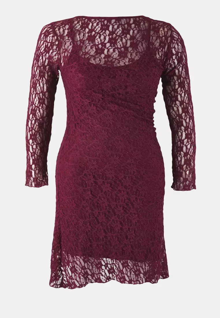 Lace Knitted Mini Plus Size Dress