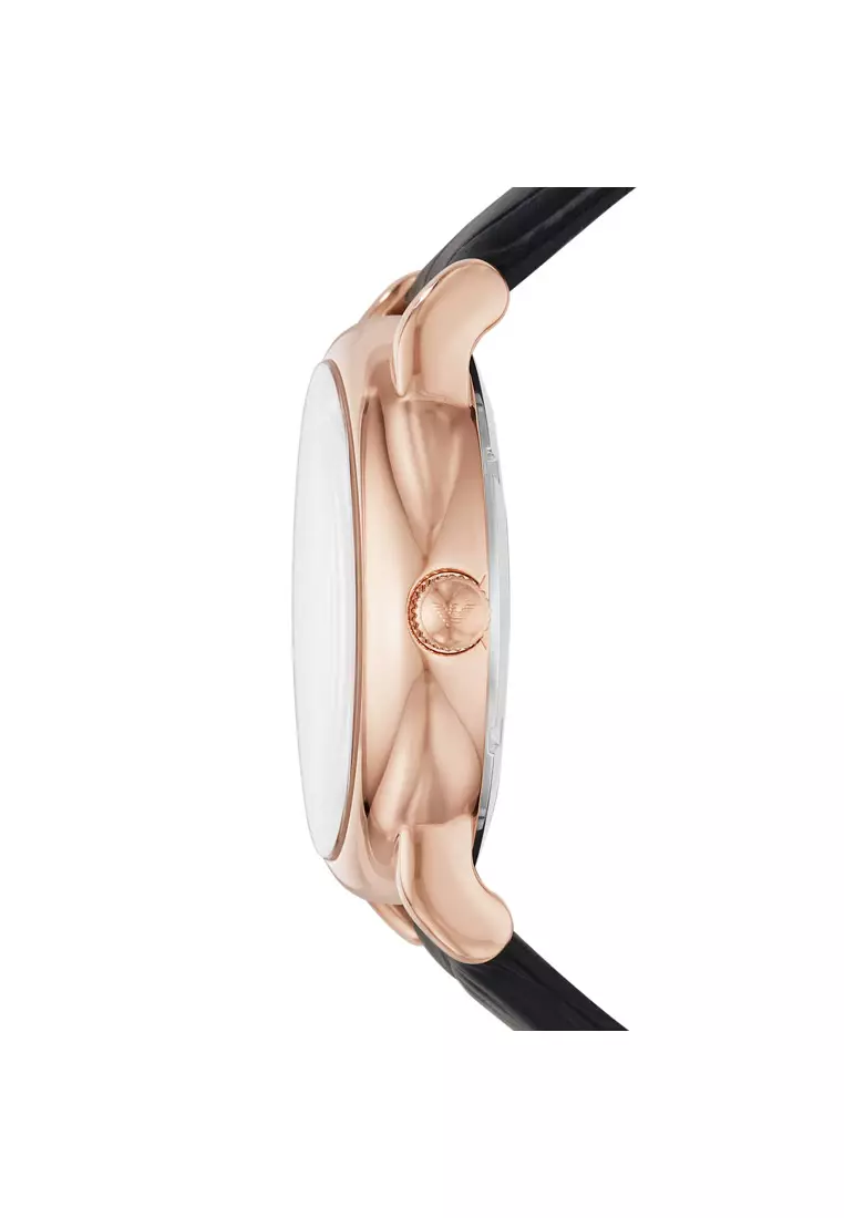 Emporio Armani Men's Automatic Black Leather Watch AR60007