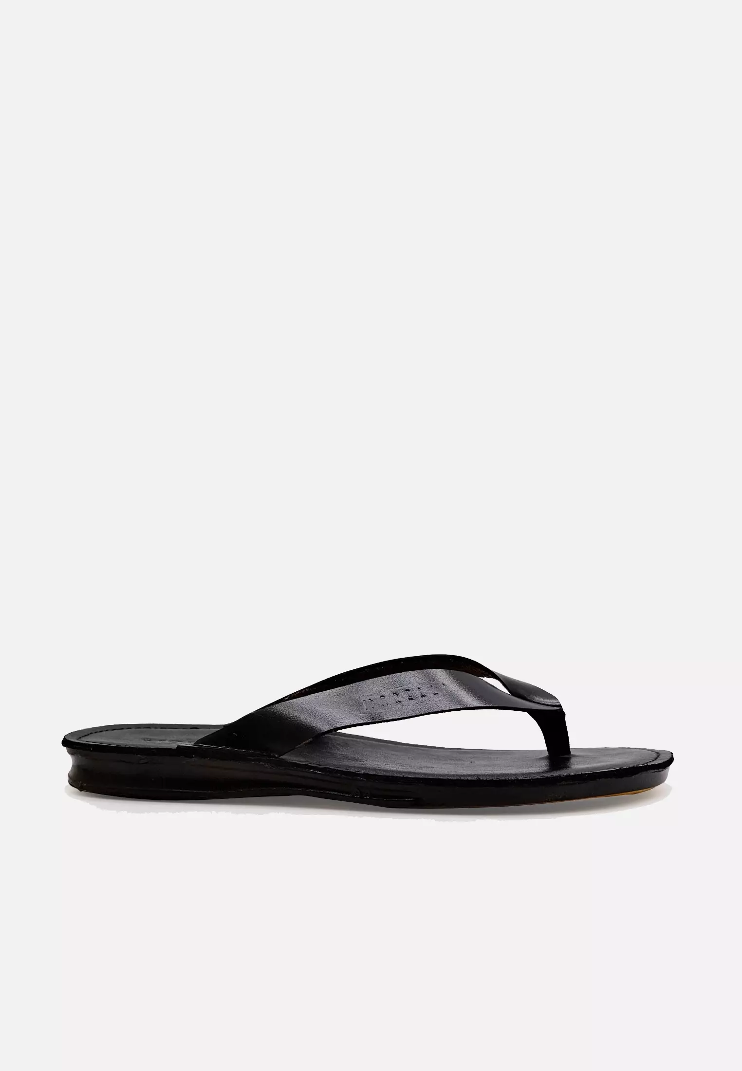 Carmen Sandal Jepit Pria Guinine Leather Anti Slip - Black