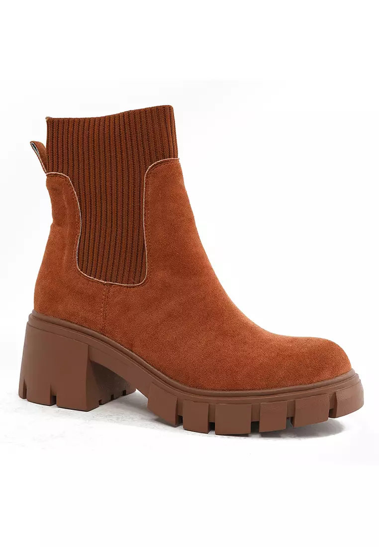 Knitted Stitched Suede Chelsea Boots WTY2030-12