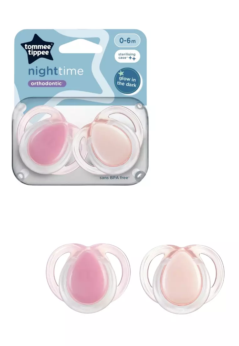 Night Time Soothers 0+ months, 2-pack, Pink