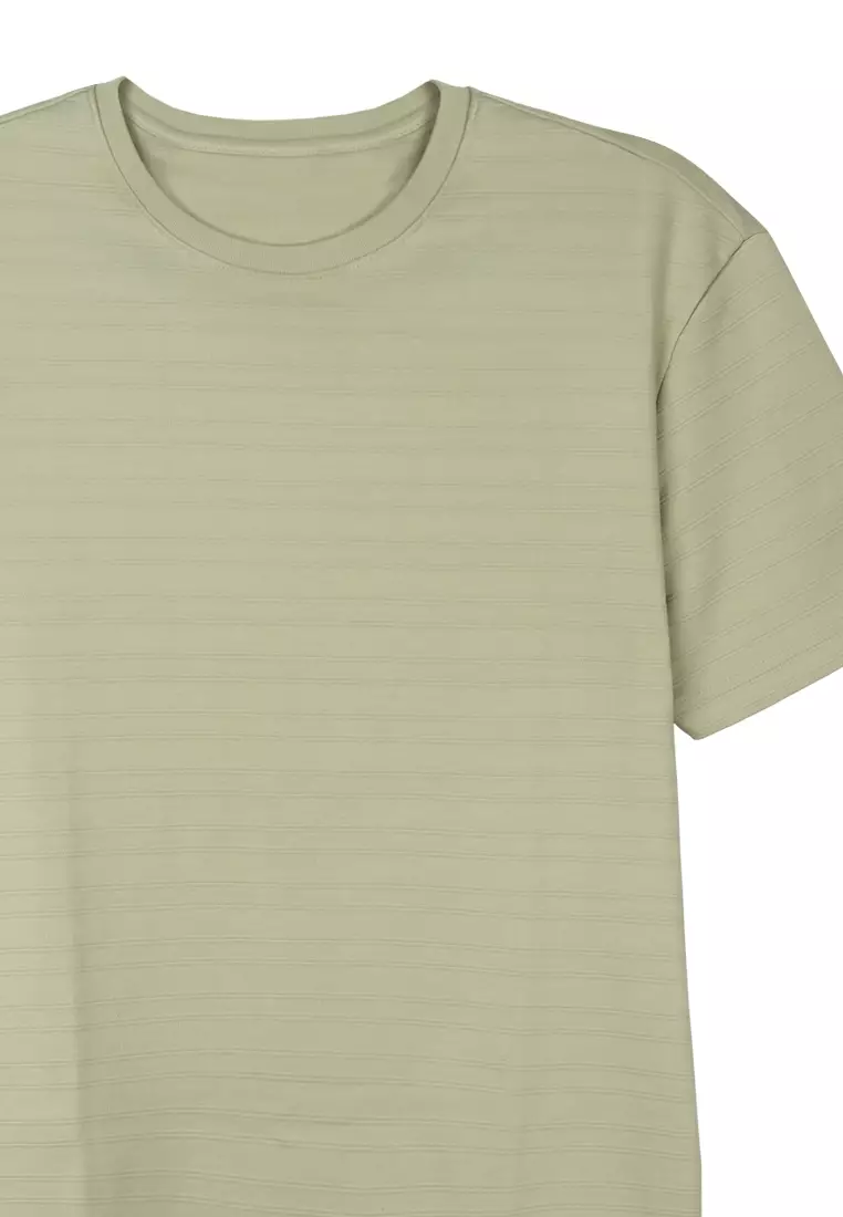 Buy POP Shop Men's Basic Round Neck T-Shirt Textured Stripe - Almond Milk  2024 Online