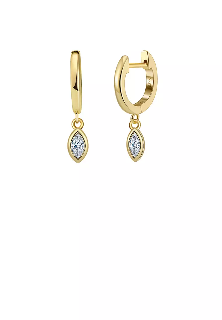 Golden earrings with zirconia drops on sale