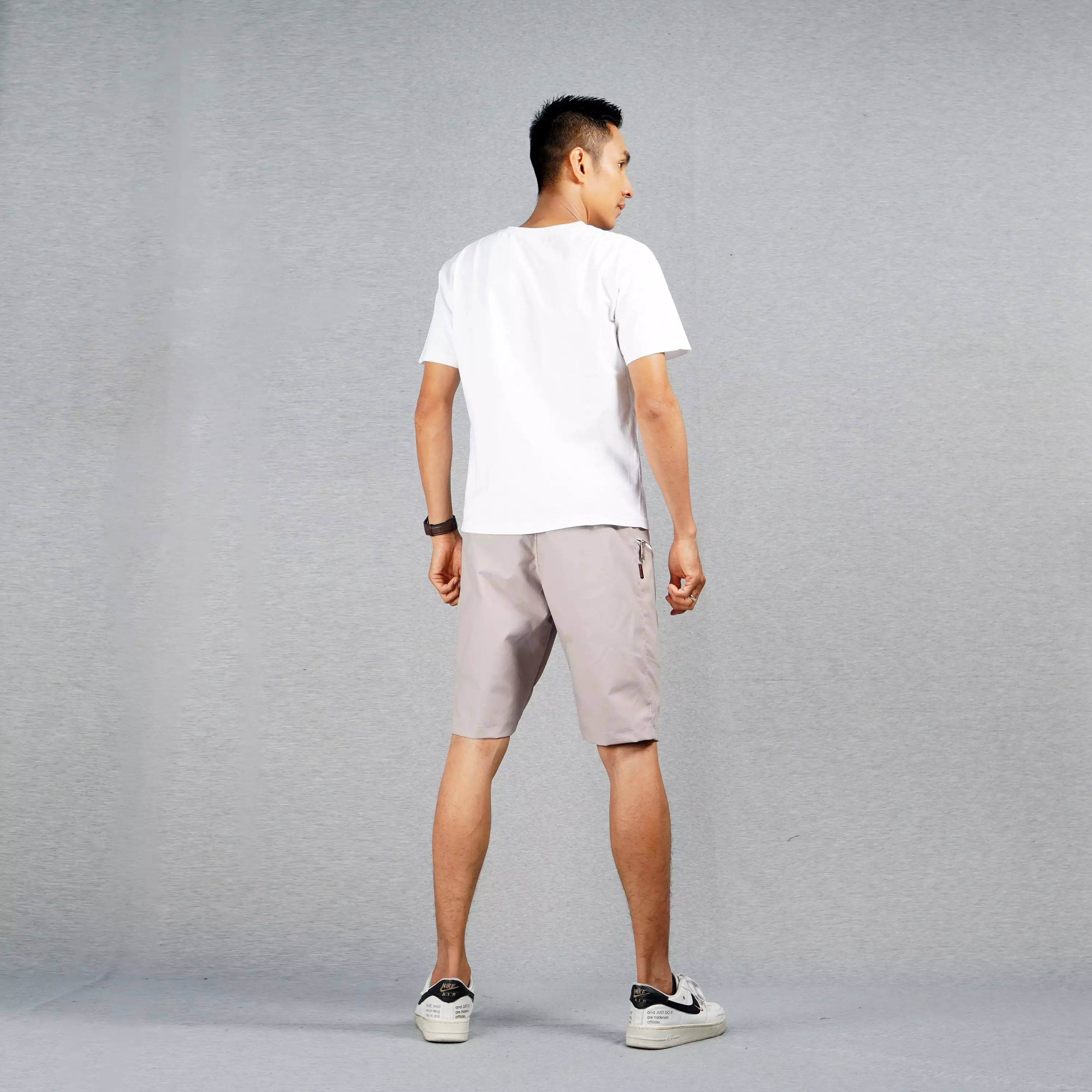XYAN Short Chino Pants Short Pants with Pocket Zipper Celana Pendek Santai Pria Celana Pendek Chino - BEIGE
