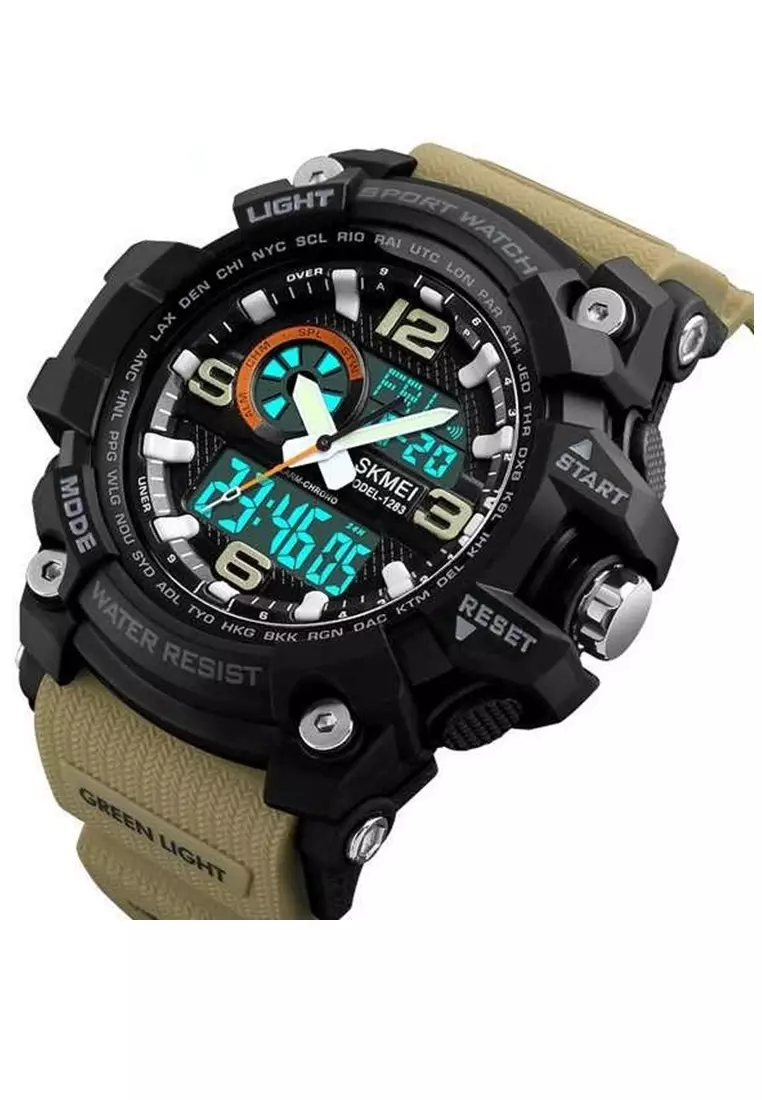 Jam Tangan Casual Digital Analog Pria LED Waterproof Strap Tali Material Silicone HG51 ORIGINAL