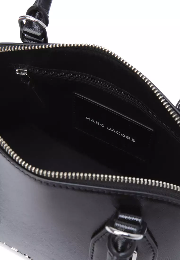 Small Leather Dome Satchel Crossbody Bag Black 4S4HSC003H02