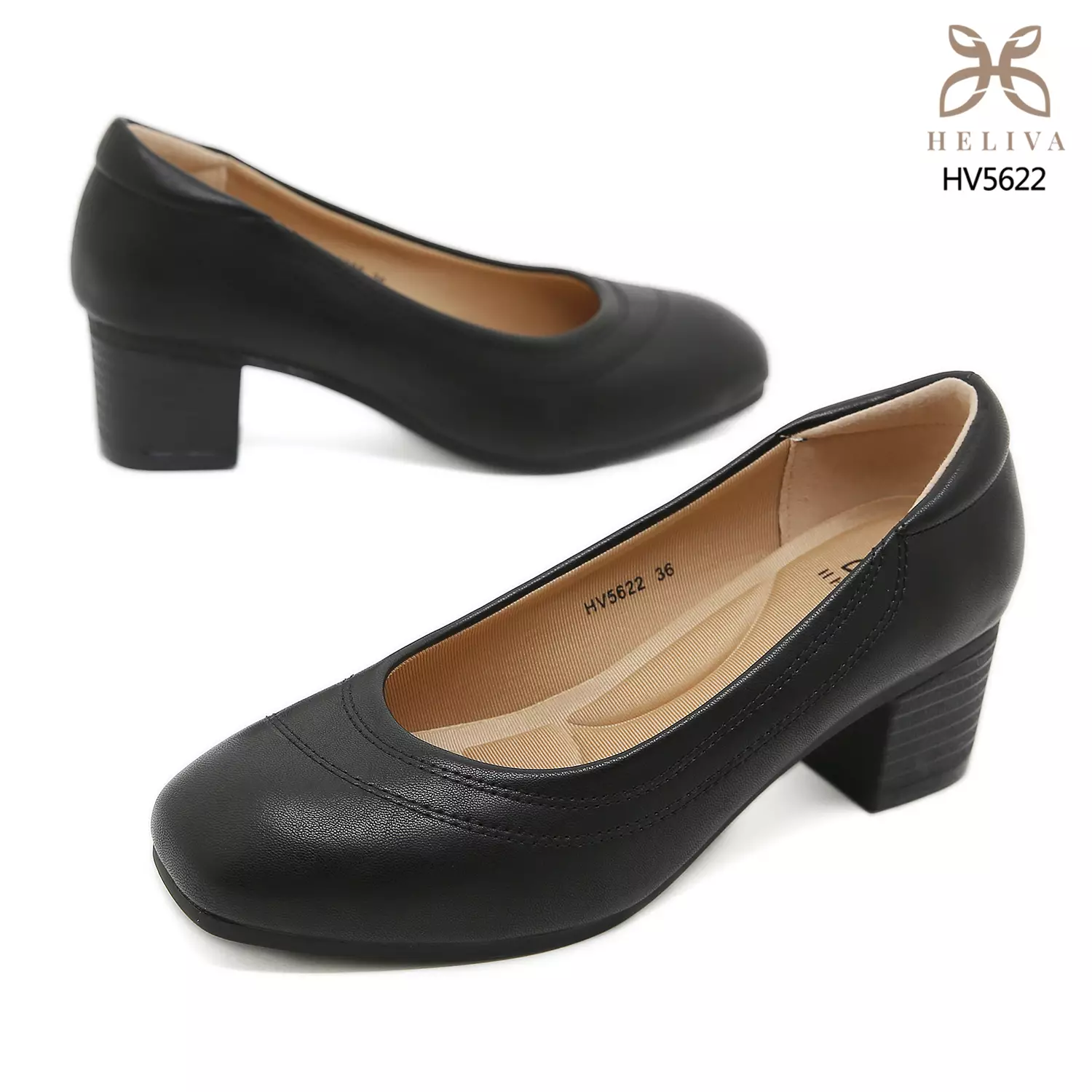 HELIVA SORINA – Elegant Round Toe Block Heels HV5622