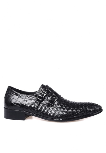 Twenty Eight Shoes black Braided Crocodile Pattern Cowhide Double Monk Strap Shoes VMF2001 7C988SHFCC006FGS_1