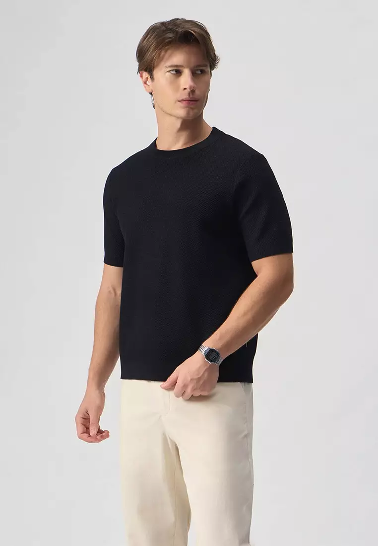 Textured Crew Neck T-Shirt