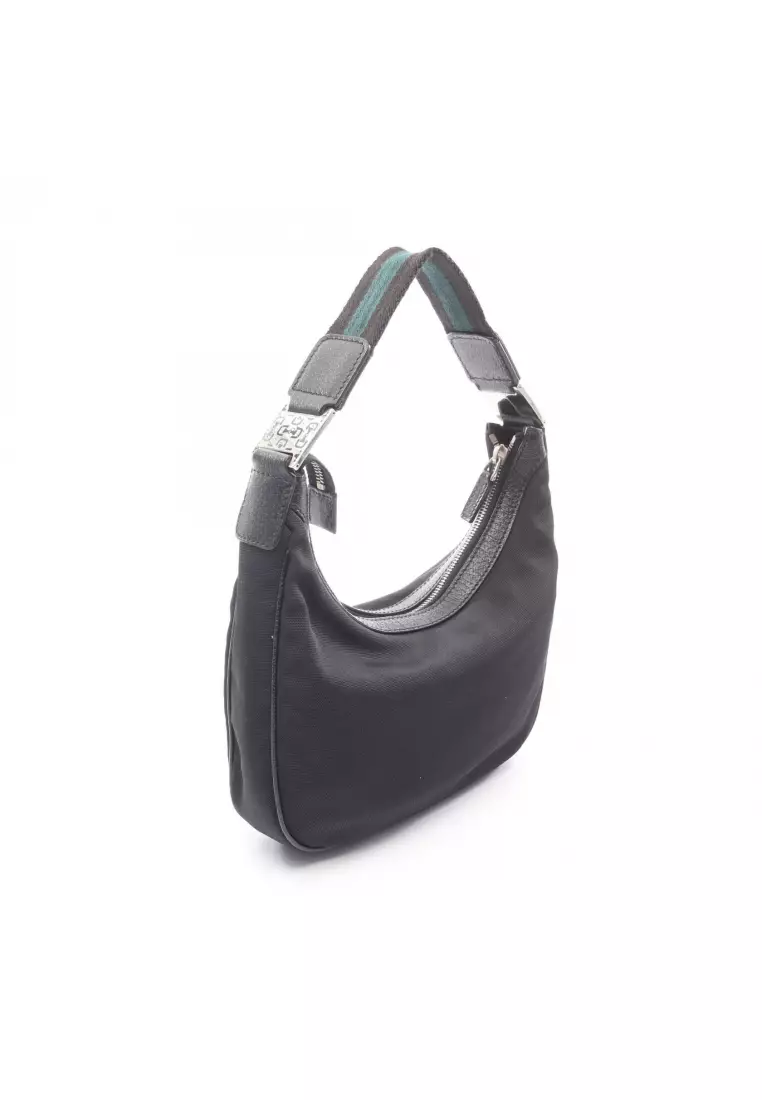 Pre-Loved Gucci one shoulder bag Nylon leather black
