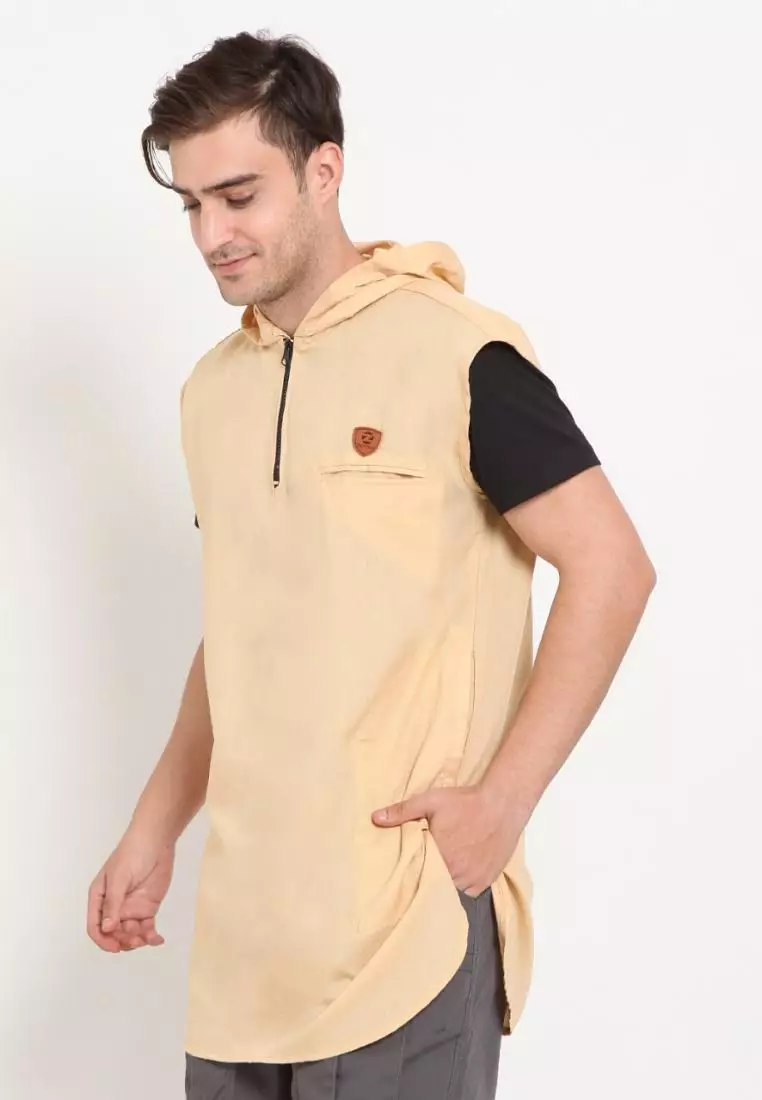 Zayidan Rompi Sholat Hoodie Muslim Pria - Kuning Gading