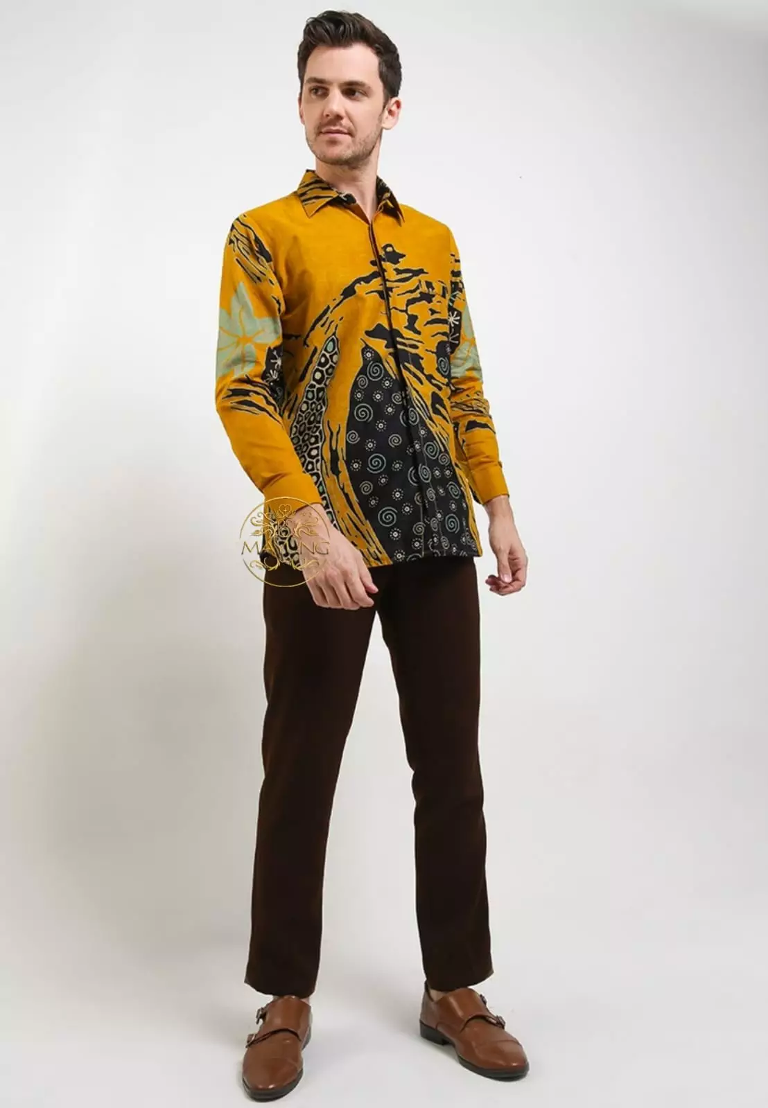Awandirga kuning Kemeja Batik Pria Premium Slimfit Modern Lengan Panjang