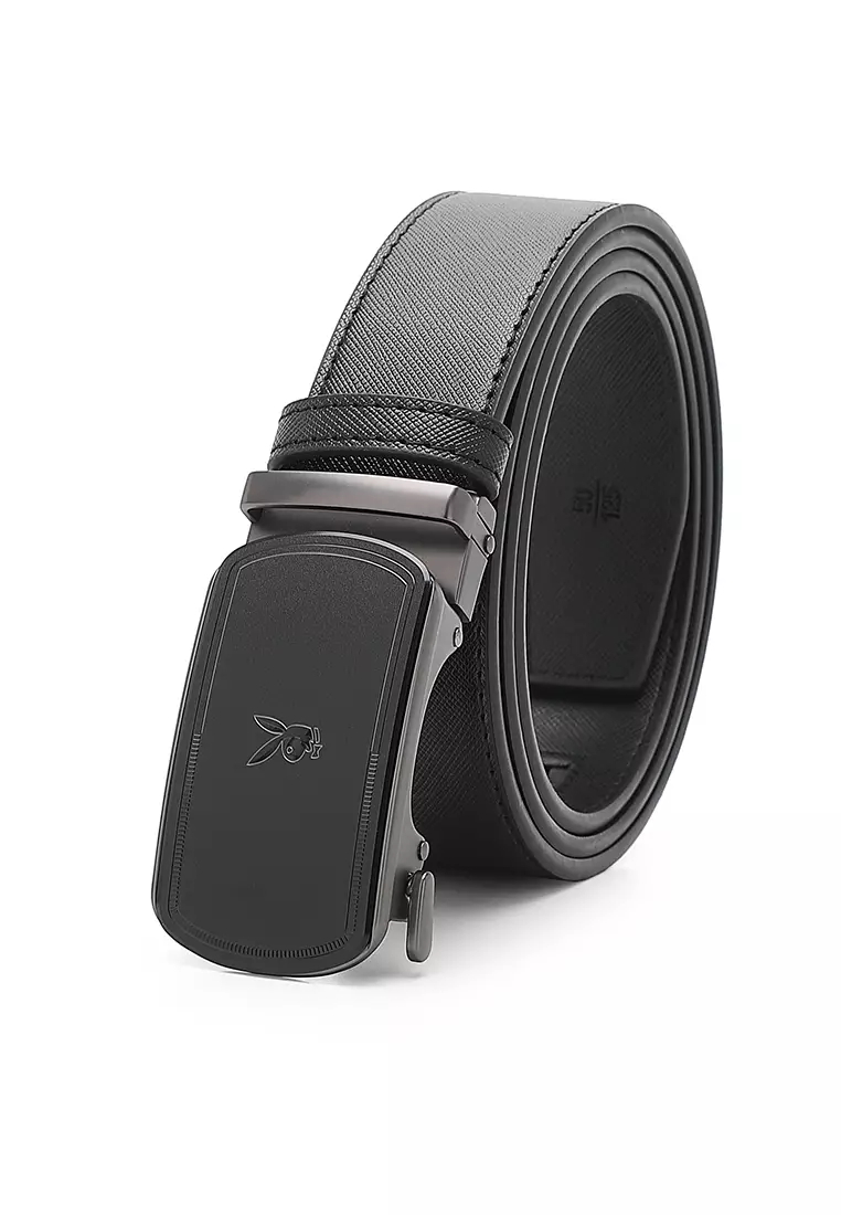 Buy Baellerry Easy To Wear Two-layer Cowhide Fake Needle Belt Automatic  Buckle Belt Comfort Click Men's Belt 2024 Online