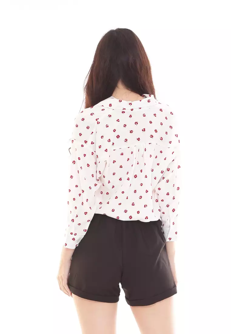 Chloe Loose Top in White Red