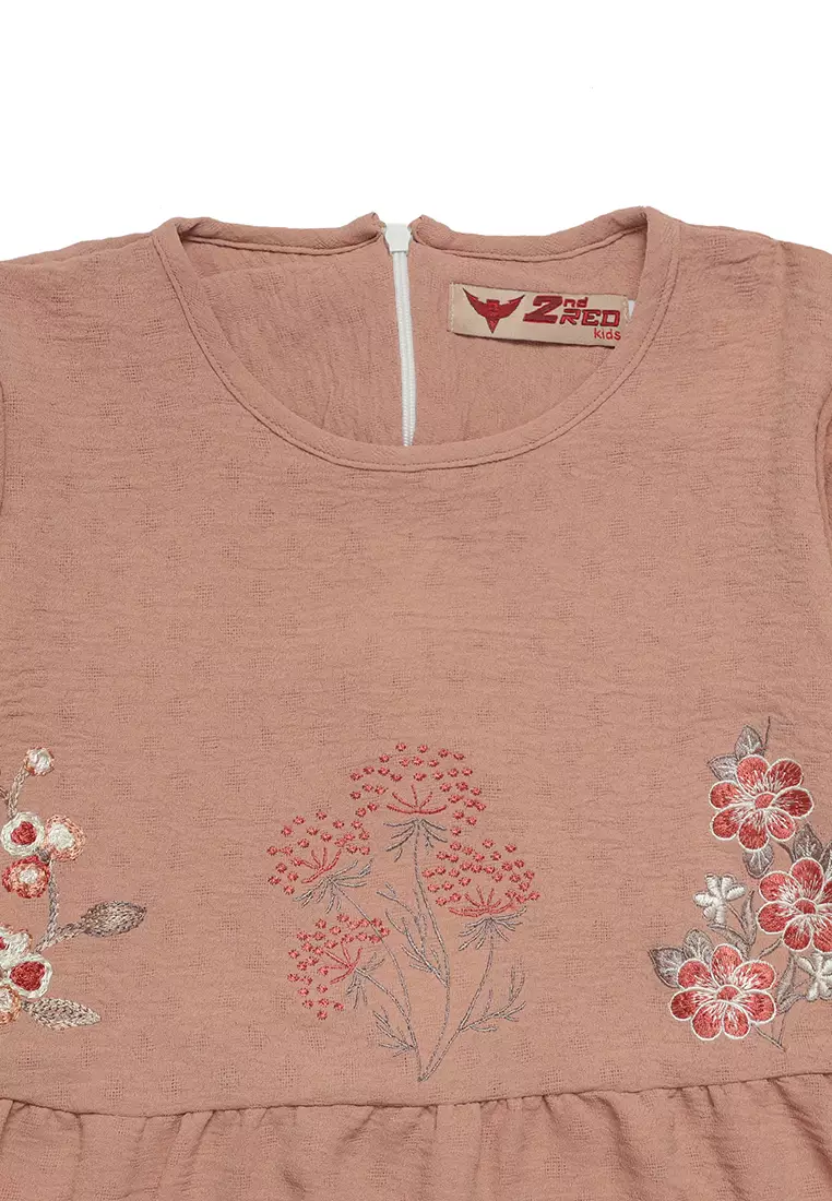 Baju Gamis Anak Perempuan Putik Bunga Mocca - ADORABLE