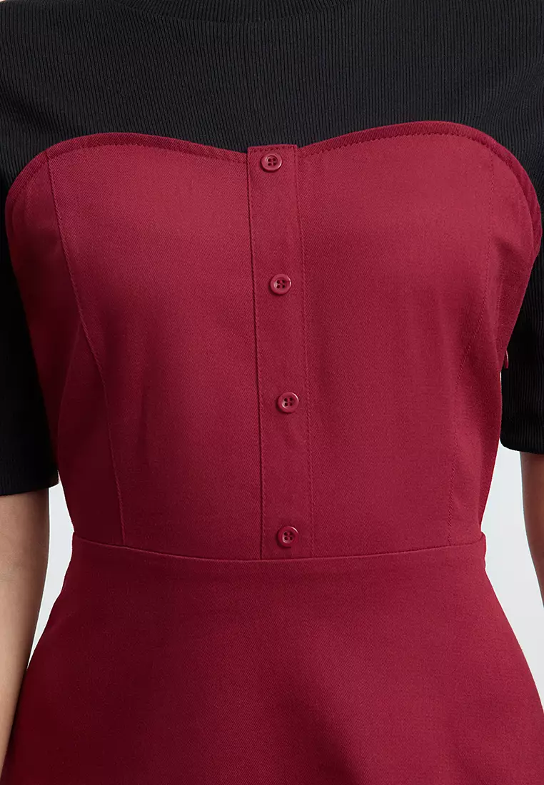 Black Plain Midi Woven Dress TWOAW25EL00162