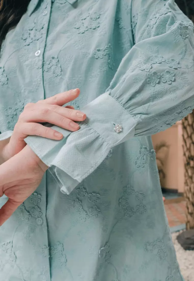 Urban Exchange Indira Green Tunik - Atasan Kemeja Tunik Hijau Warna Hijau