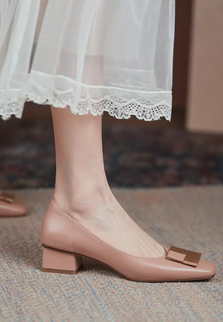 Square Buckle Lamb Leather Pumps BSH1012511