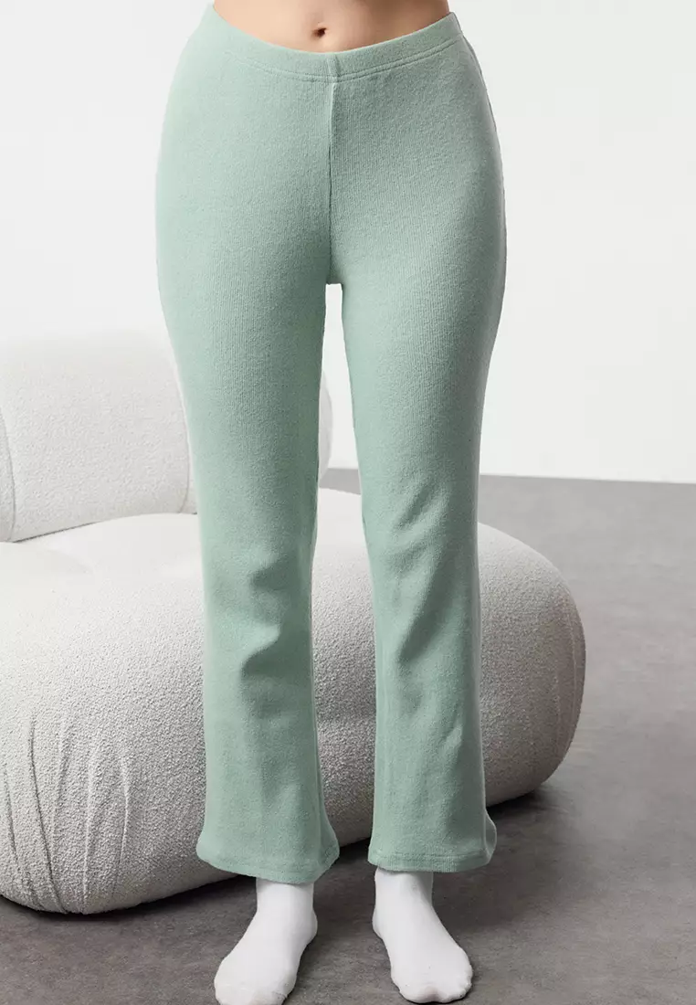 Brushed Soft Corded Cardigan Knitted Pajamas Set