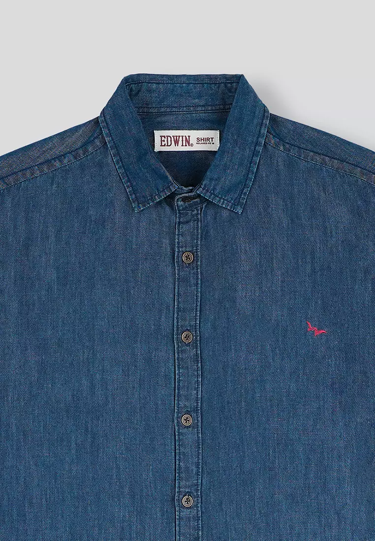 JOYRIDE - Light Blue Kemeja Denim Casual Pria Lengan Pendek SS - Top Man Shirt