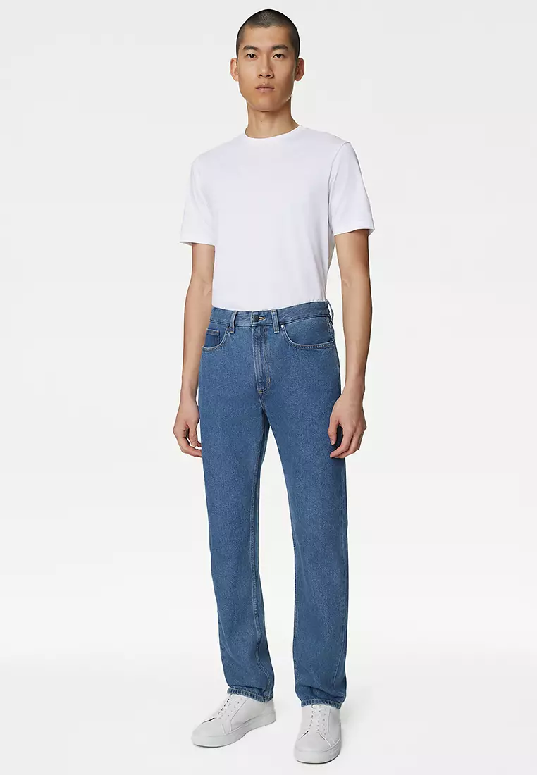 Straight Fit Pure Cotton Jeans