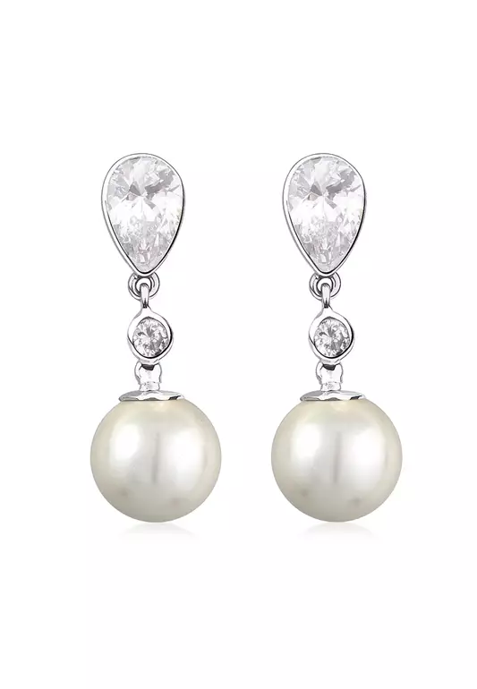 Earrings Drop Zirconia Shell Pearl