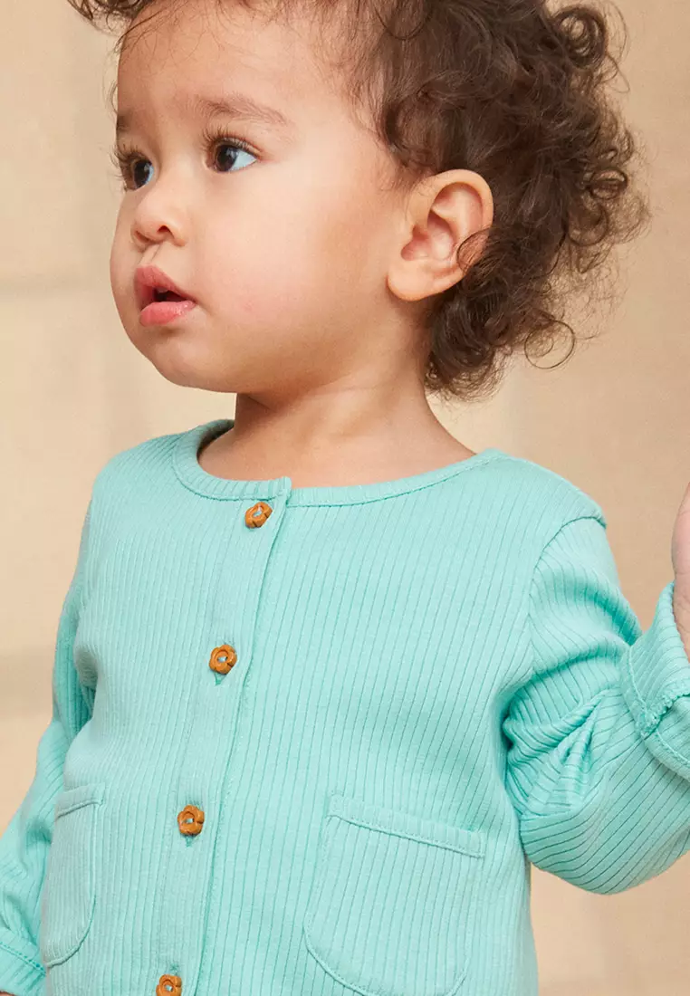 Light Turquoise Ribbed Cardigan