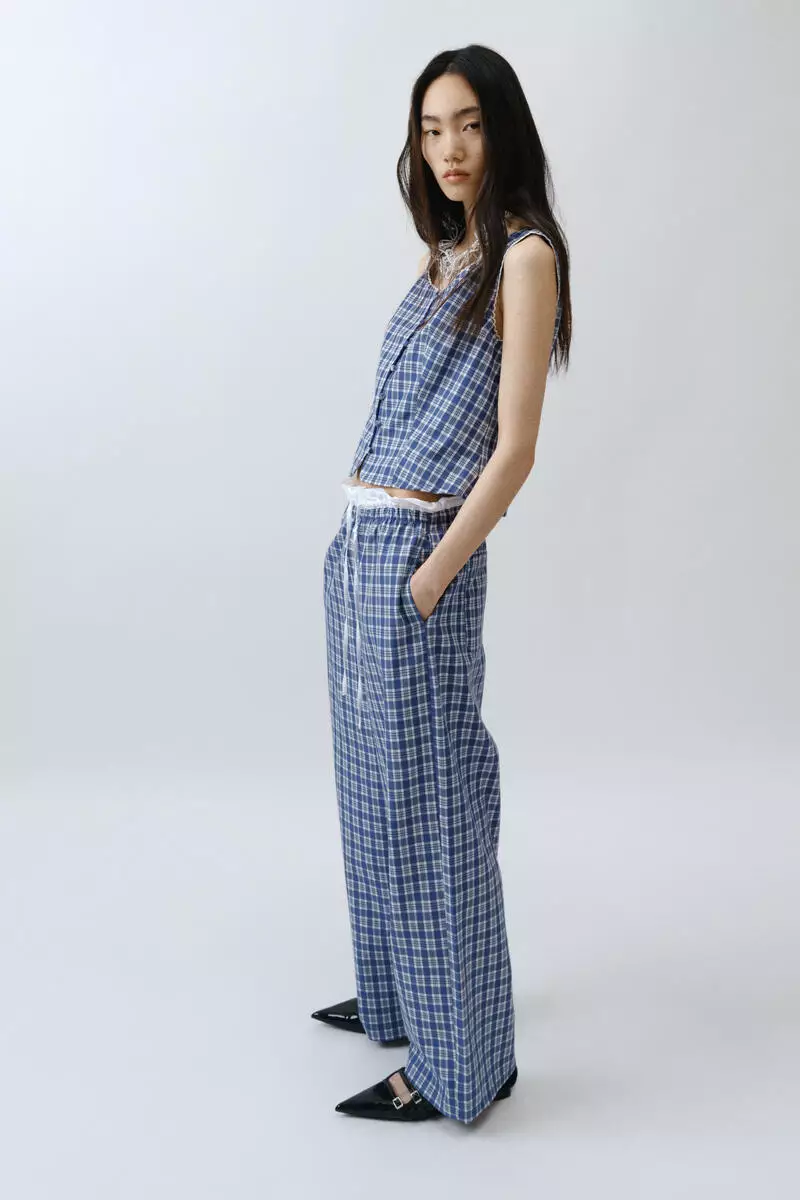 Double-waistband drawstring trousers