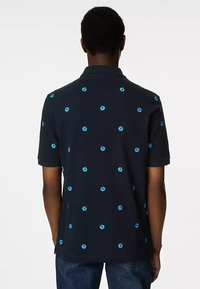 Pure Cotton Embroidered Polo Shirt