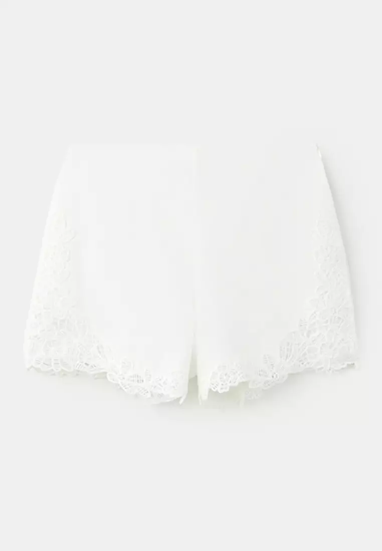 Embroidered Openwork Shorts