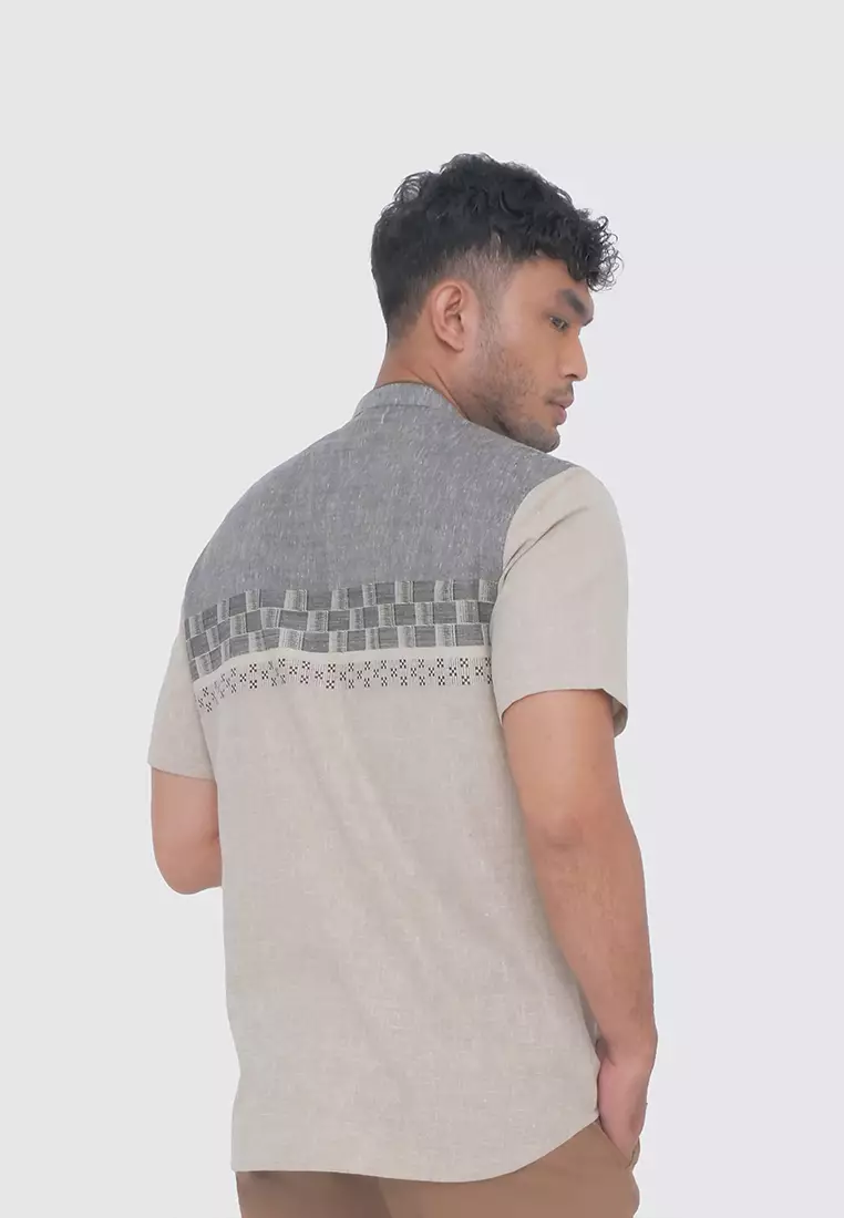 MOC Kemeja Koko Lengan Pendek Pria BASHAR - KHAKI