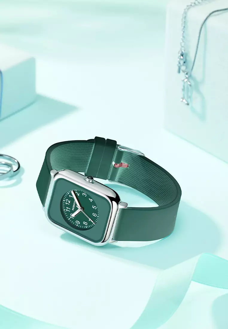 Jam Tangan Wanita Santai Display Kuarsa Tahan Air Wanita Tali Silikon Jam Tangan Cewek all green