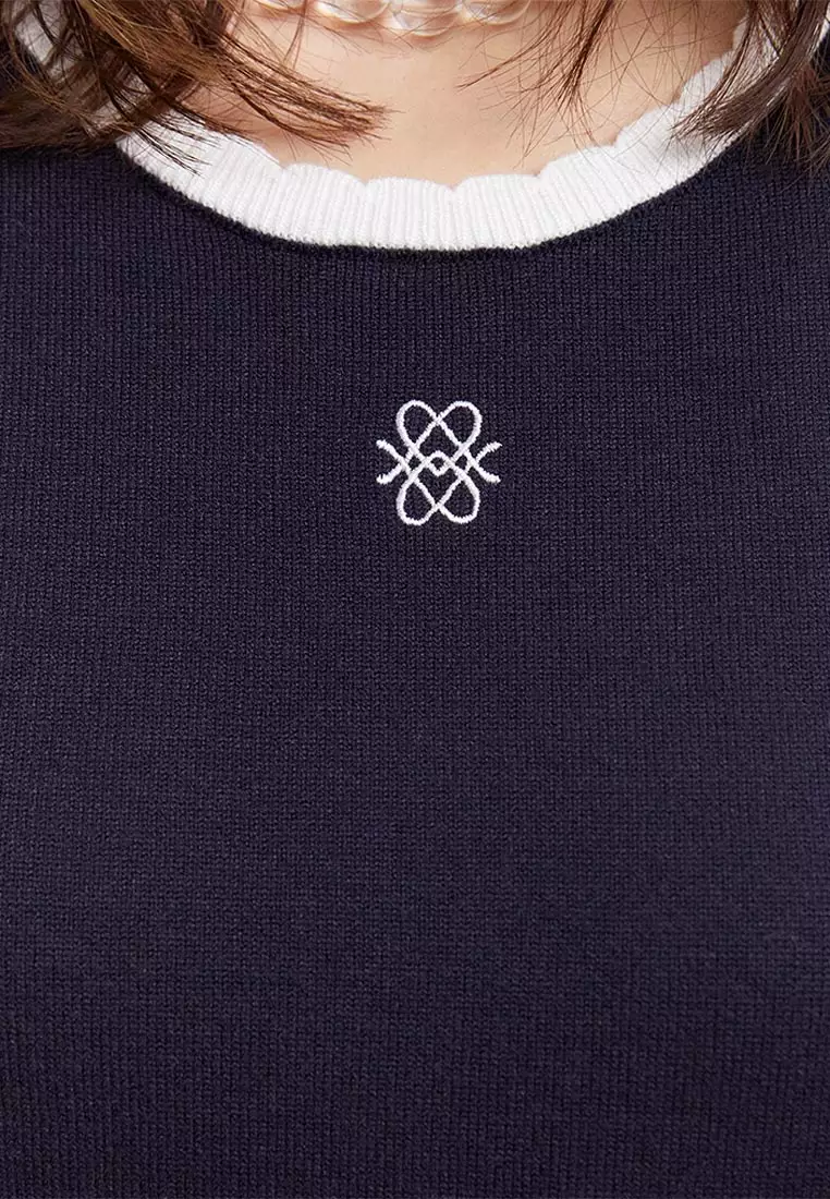 Embroidered Logo Knit Top