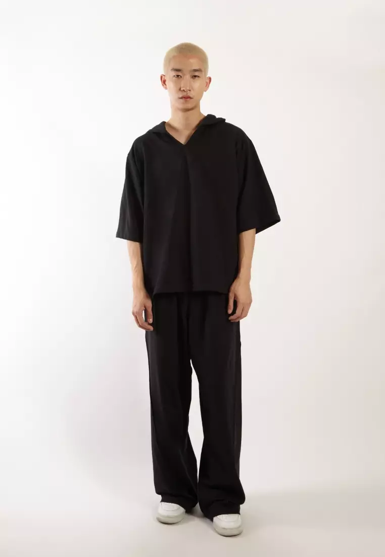 VEDECI X OCWA OVERSIZED BLAZE SHORT SLEEVE HOODIE BLACK