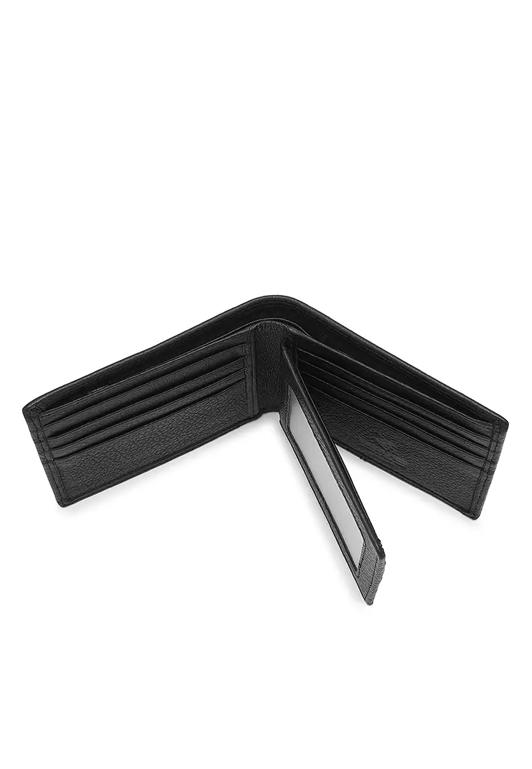 Genuine Leather RFID Short Wallet - Black