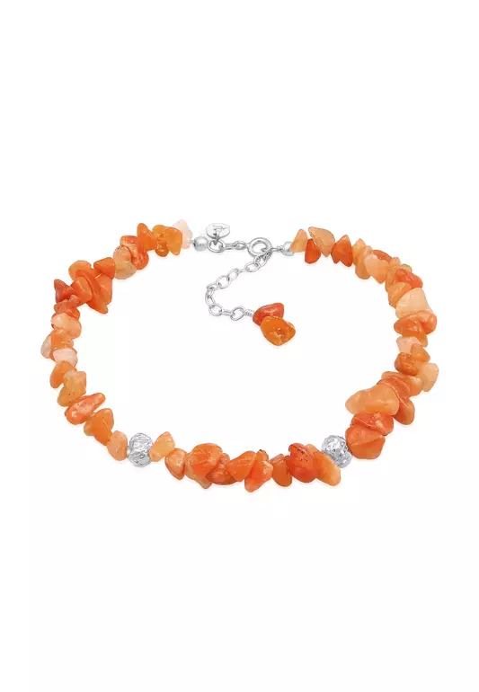 Anklet Splinter Nature Aventurine Stones In 925 Sterling Silver
